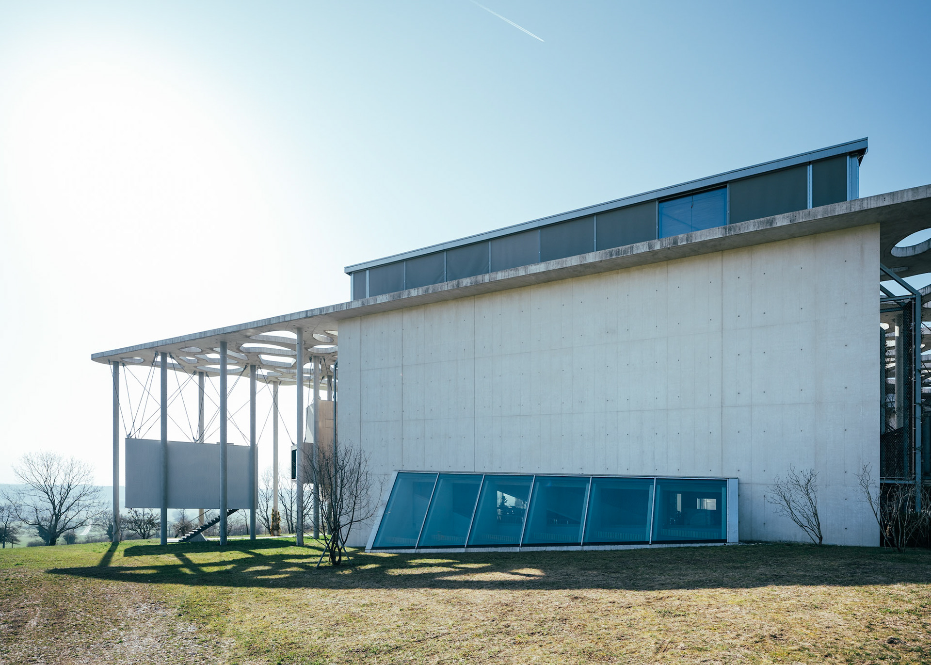 Fondation Jan Michalski - main building and writers cabin suspended by the canopy