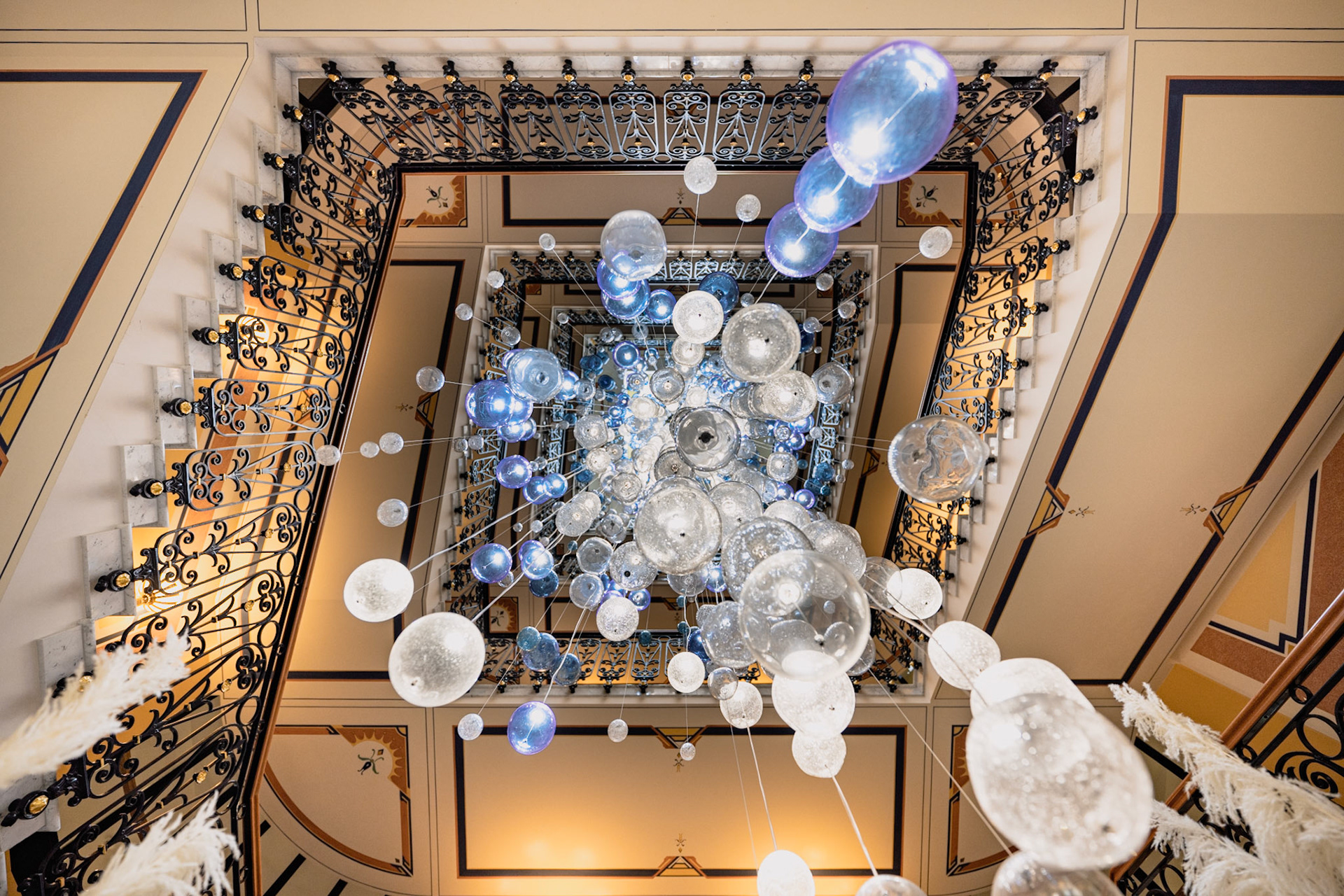 Grand Hotel Quellenhof staircase and chandelier