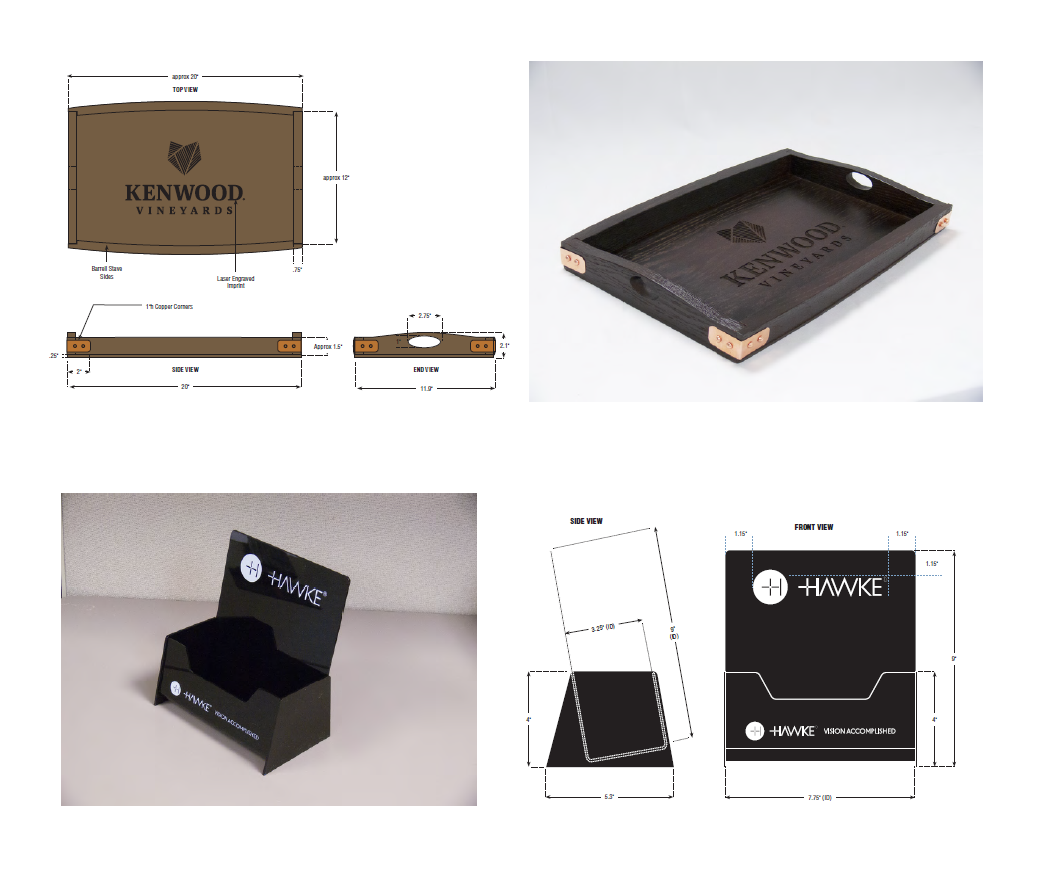 Product Design - Kenwood Drink Tray and Hawke Acrylic Brochure Holder