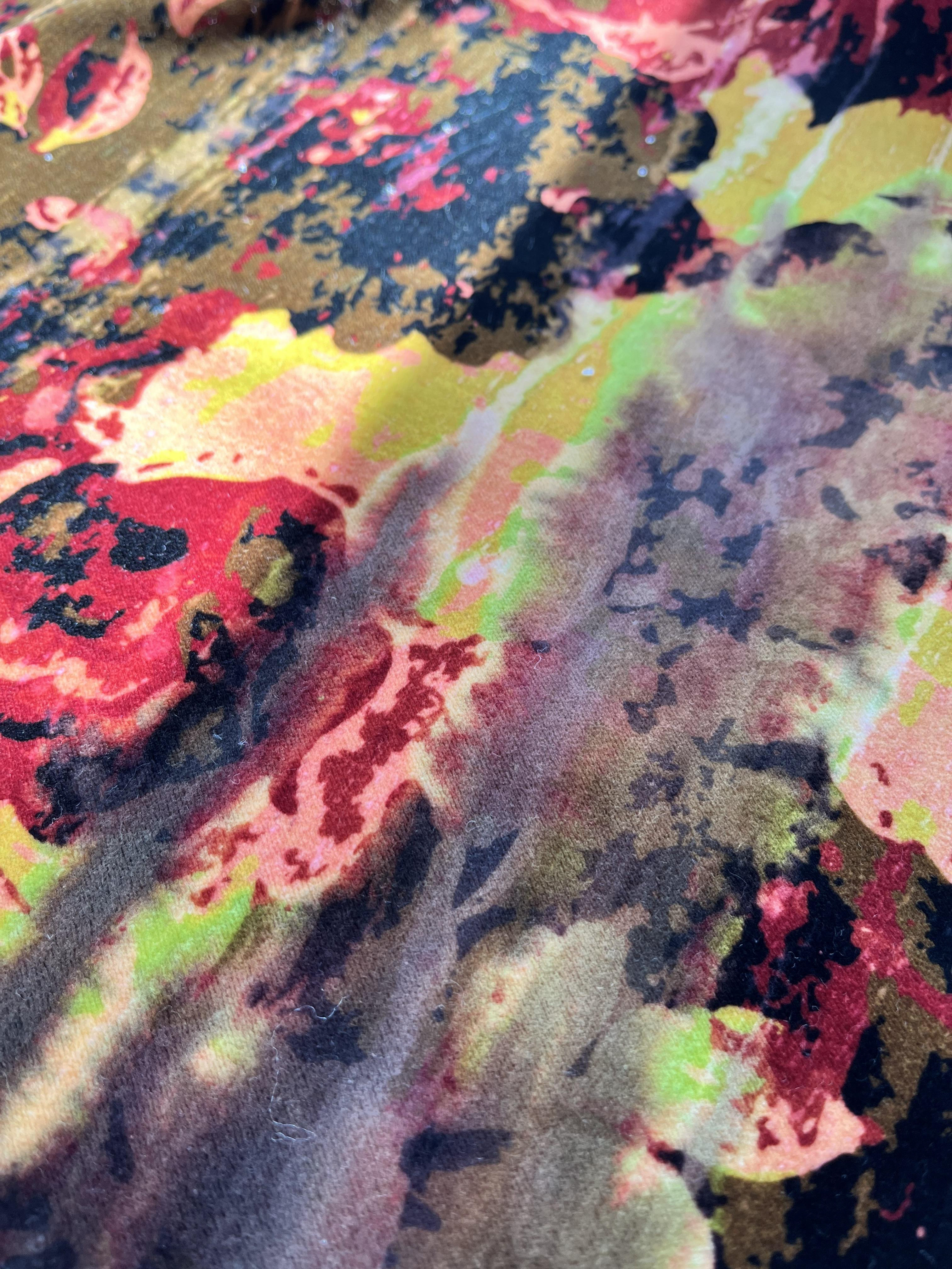 water distressed digital print on velvet