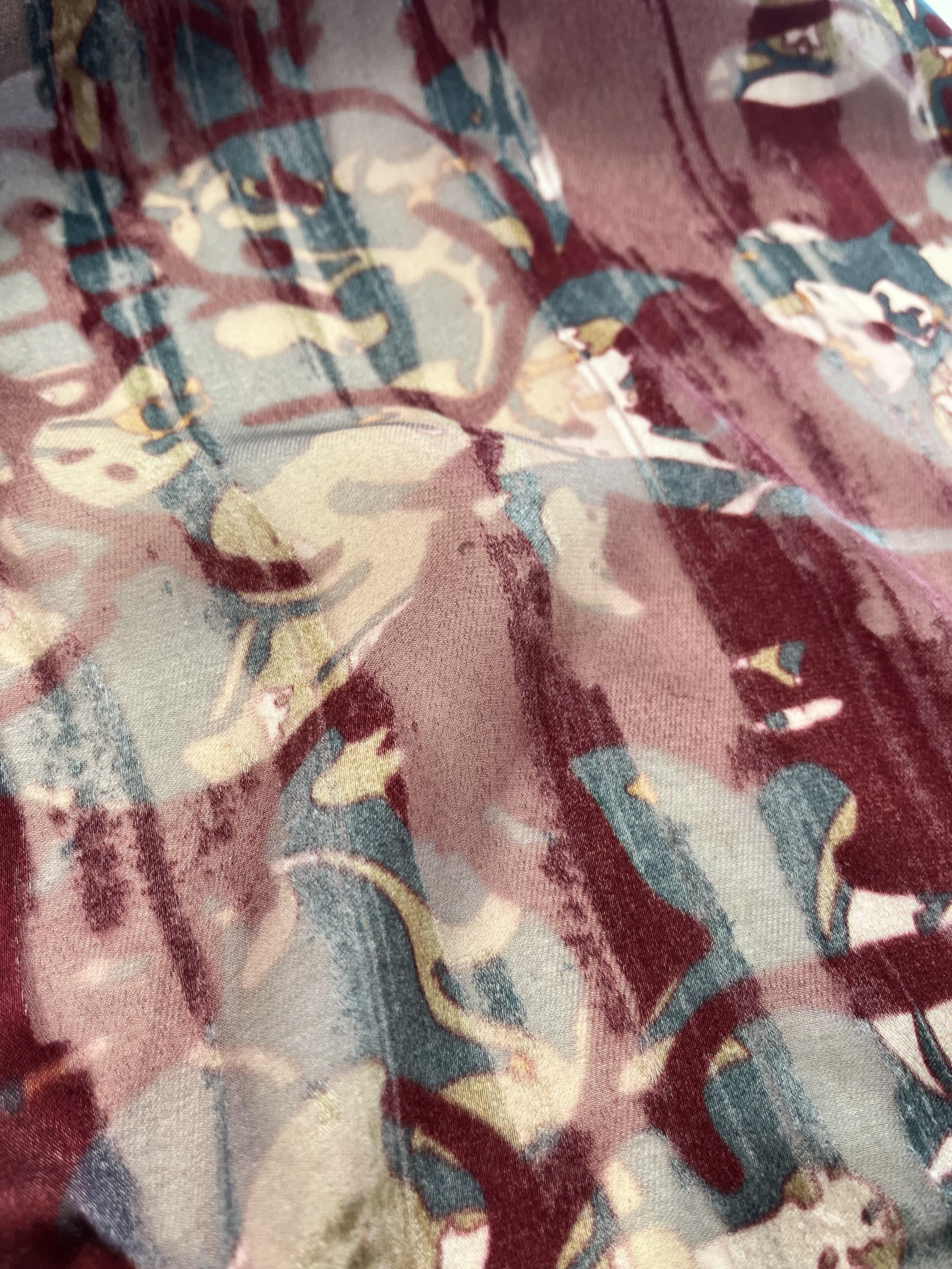 digitally printed silk with devore
