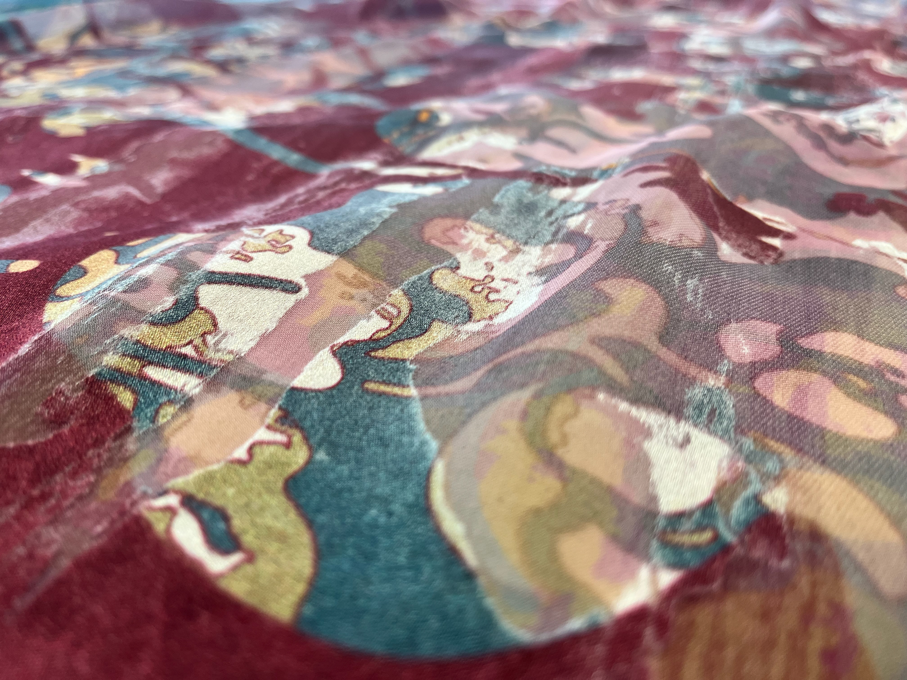 digitally printed silk with devore