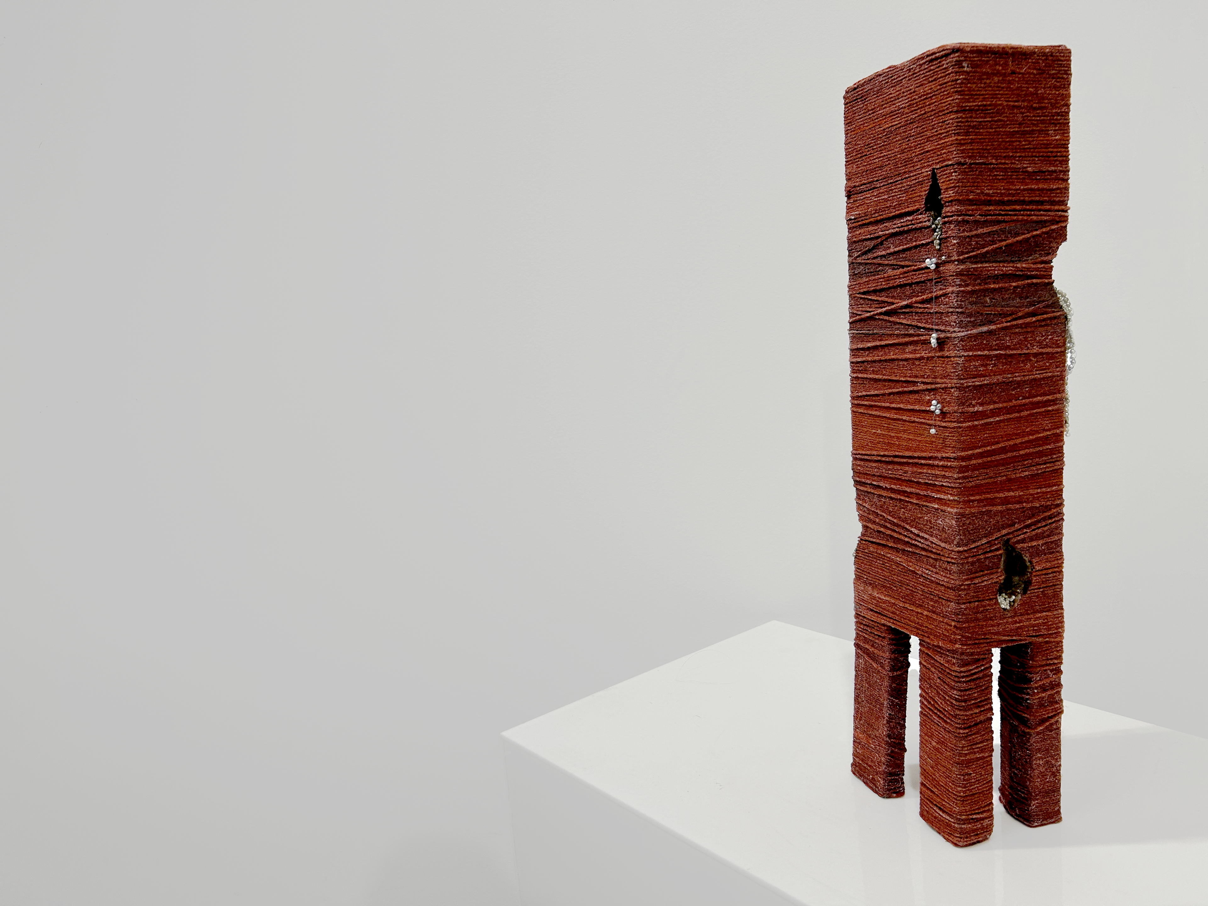 MDF, Yarn, Beads 18 x 6 x 5 in 