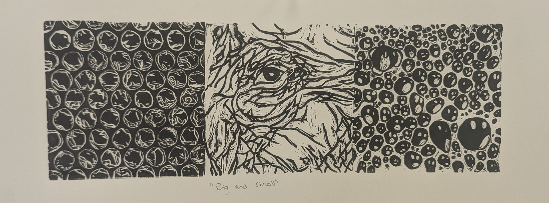 Big and Small (Linocut), March 2025