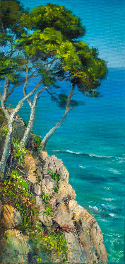 Pine trees on a rock, oil on canvas, 40 x 20 cm, 2013