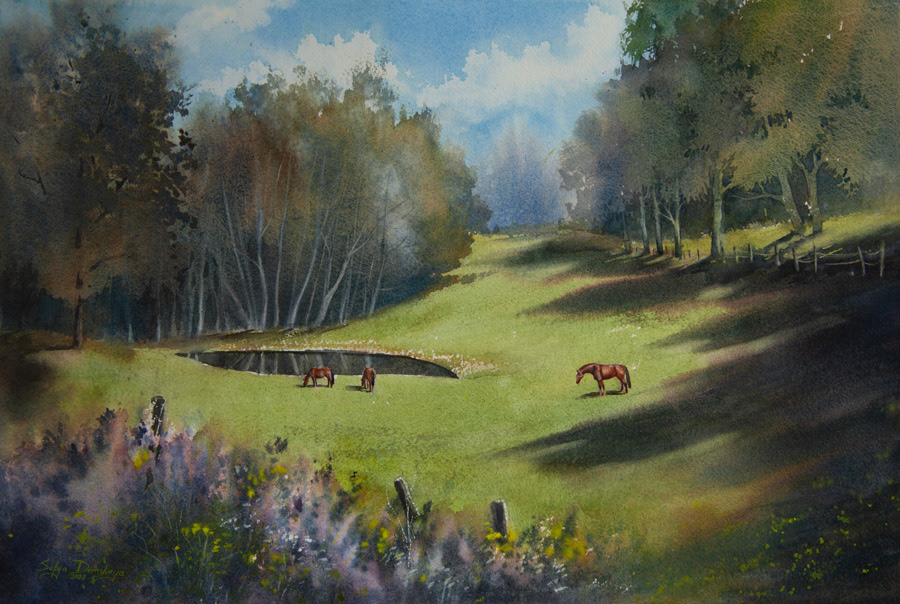 Idyll, watercolor, 38 x 56 cm, 2020