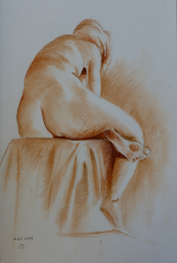 Leaning model, pastel, 30 x 21 cm, 2019