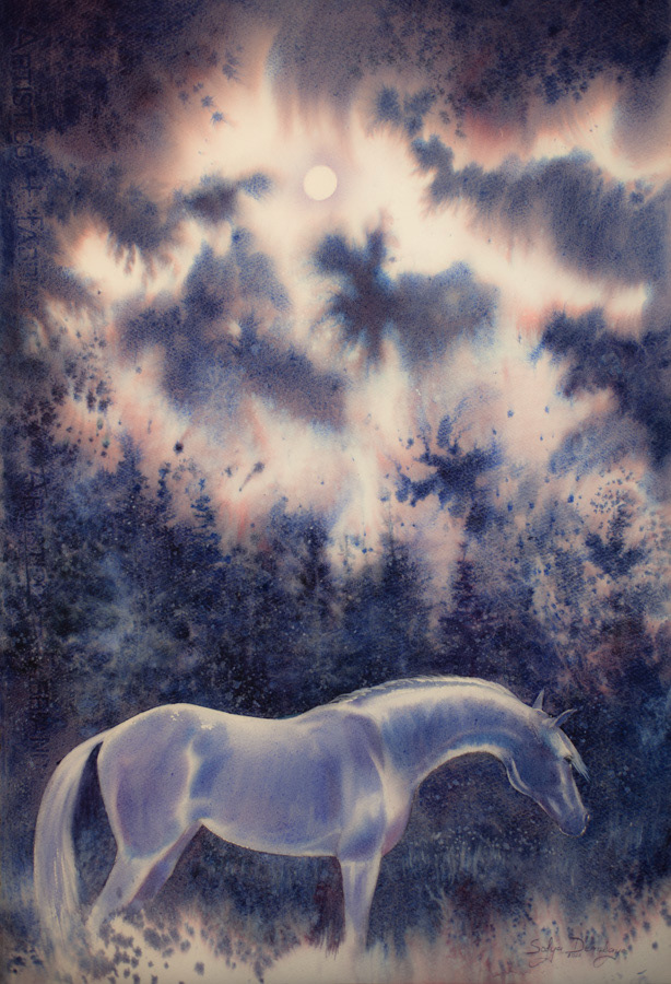 Moon Dream, watercolor, 56 x 38 cm, 2023