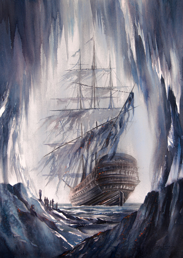 Broken Sails, watercolor, 56 x 76 cm,  2020