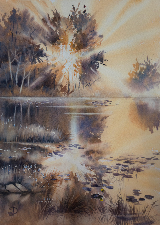 Morning light, watercolor, 38 x 28 cm, 2018