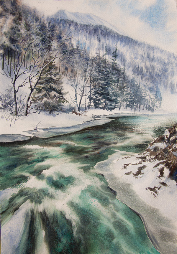 Fusion,  watercolor, 56 x 38 cm, 2024