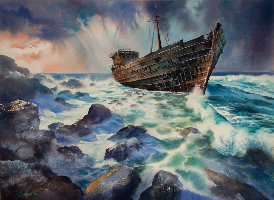 The Last Haven, watercolor, 56 x 76 cm, 2025