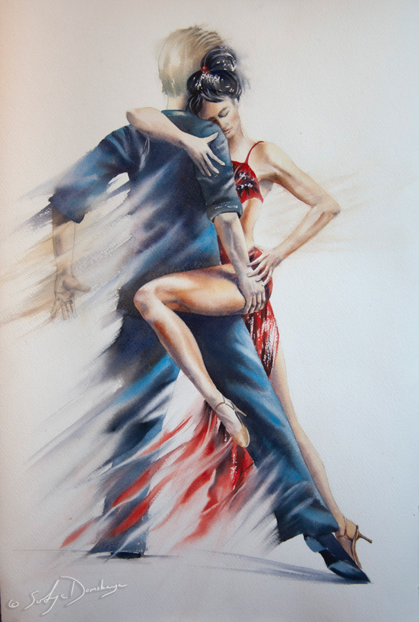 Tango, watercolor, 56 x 38 cm, 2021
