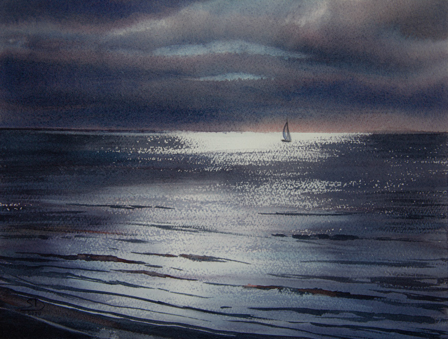 Into the storm, watercolor, 28 x 38 cm, 2020