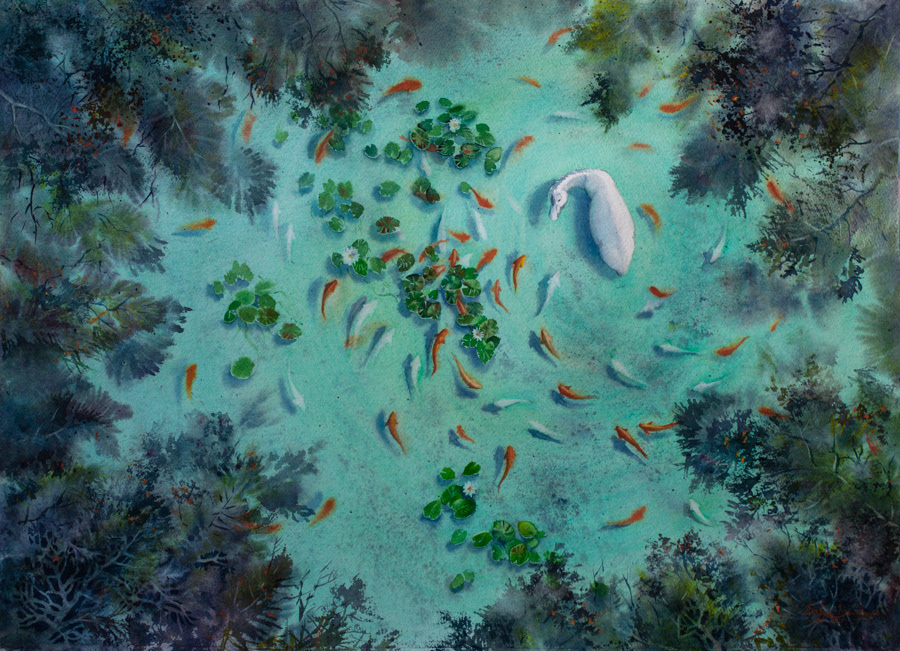 Serenity, watercolor, 56 x 76 cm,  2019