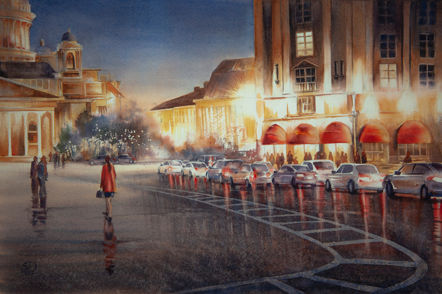 Saint Petersburg, watercolor, 38 x 56 cm, 2019