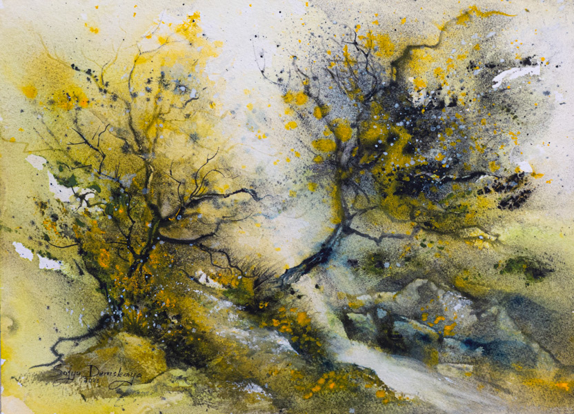 Spring in the olive grove, watercolor, 26 x 36 cm, 2024