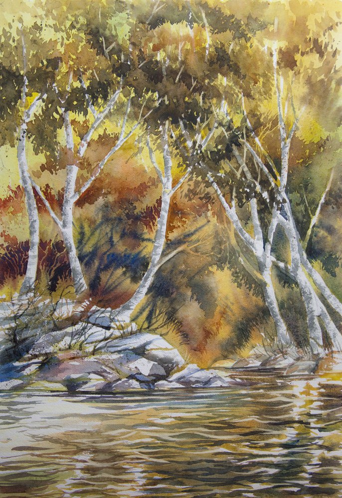 Golden autumn, watercolor, 56 x 38 cm, 2016