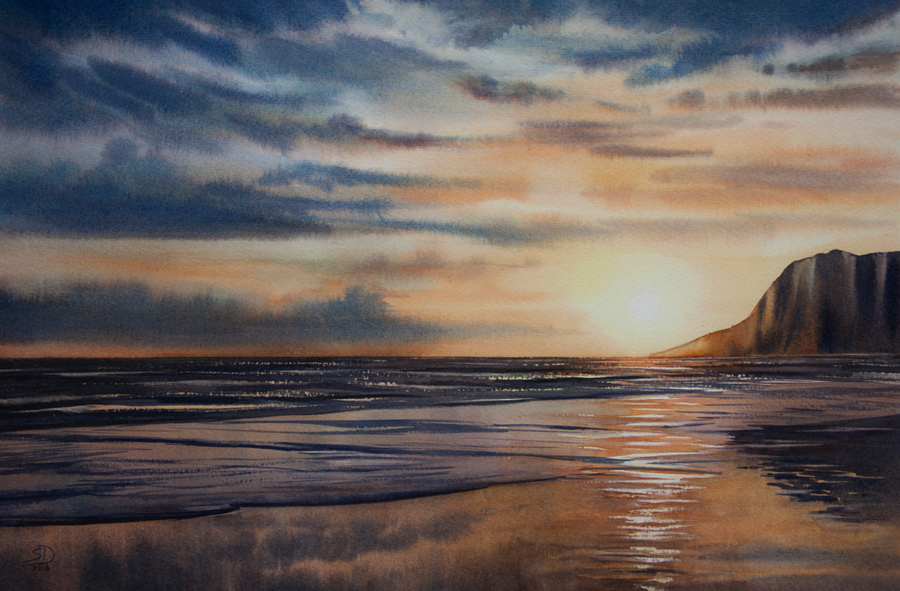 Cote d'opale, watercolor, 38 x 56 cm, 2018