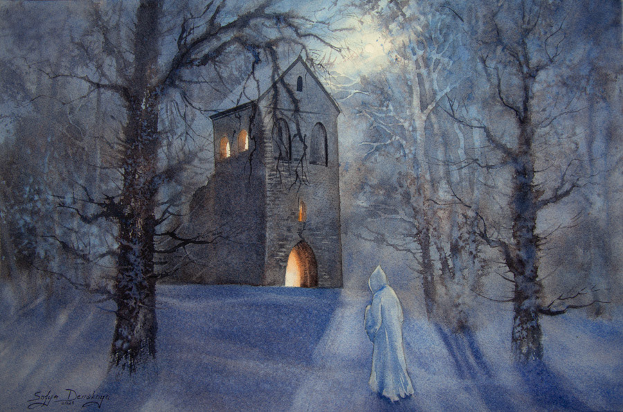 To the Light, watercolor, 38 x 56 cm, 2021