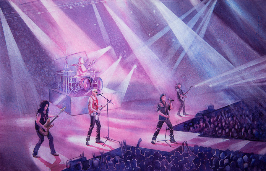 Scorpions, watercolor, 35 x 50 cm, 2019