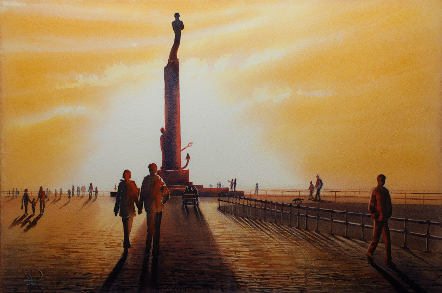 Zeeheldenplein, watercolor, 38 x 56 cm, 2018