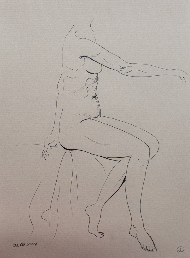 Sitting model, gel pen, 30 x 20 cm, 2018