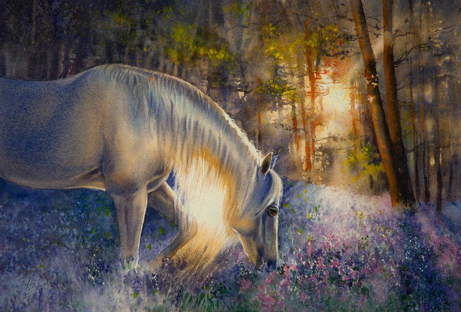 Keeper of the Blue Forest, watercolor, 38 x 56 cm, 2020