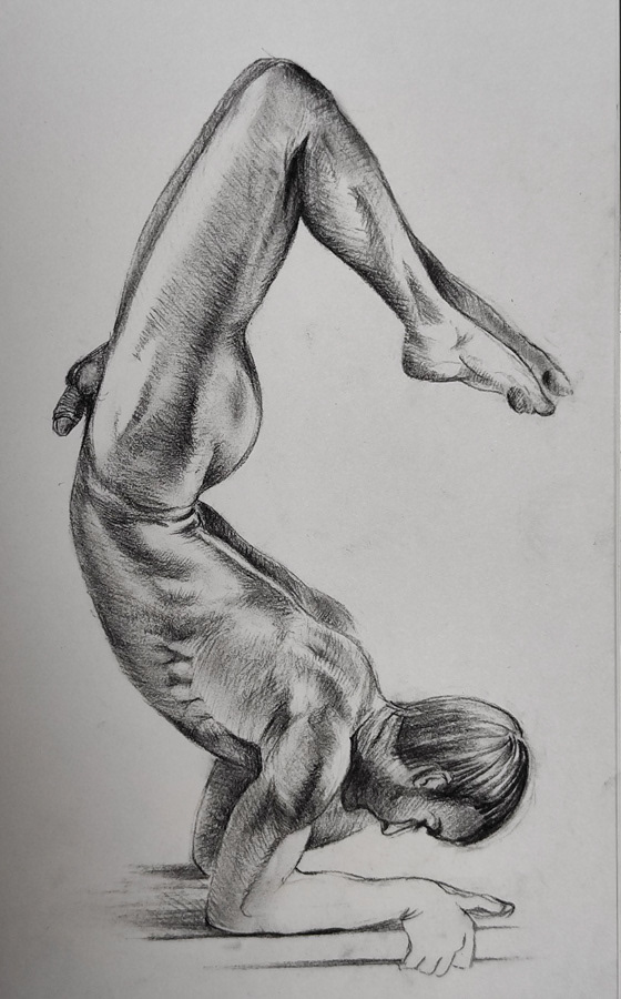 Strength and discipline, charcoal, 21 x 30 cm, 2024