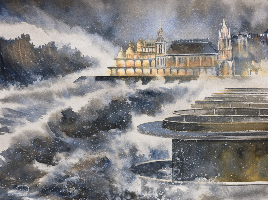 Sinking Ostend, watercolor, 28 x 38 cm, 2016
