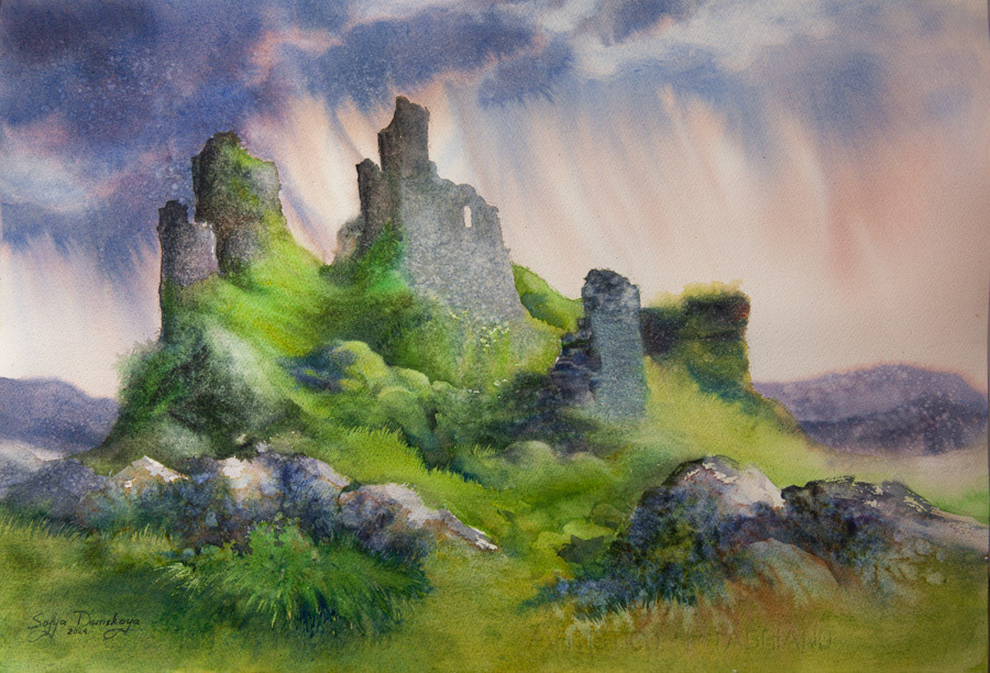 Green Hill, watercolor, 38 x 56 cm, 2024