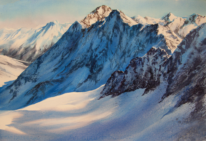Äussere Schwarze Schneid, watercolor, 38 x 56 cm, 2024