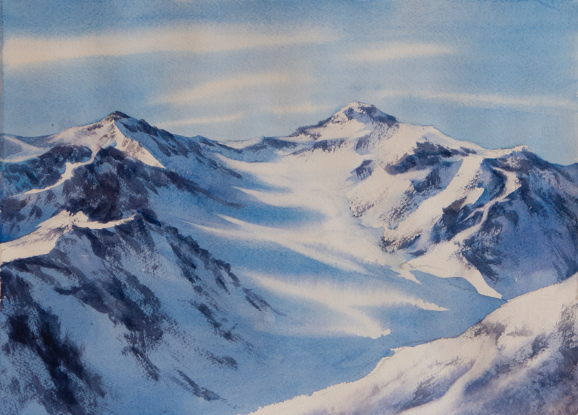 Blue mountains, watercolor, 28 x 38 cm, 2020