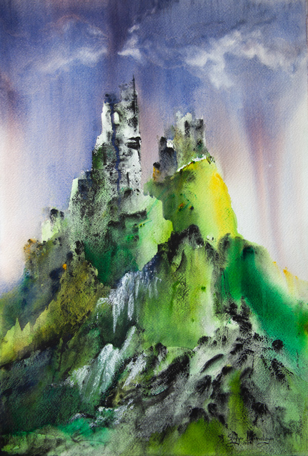 Fantasy Castle, watercolor, 56 x 38 cm, 2024