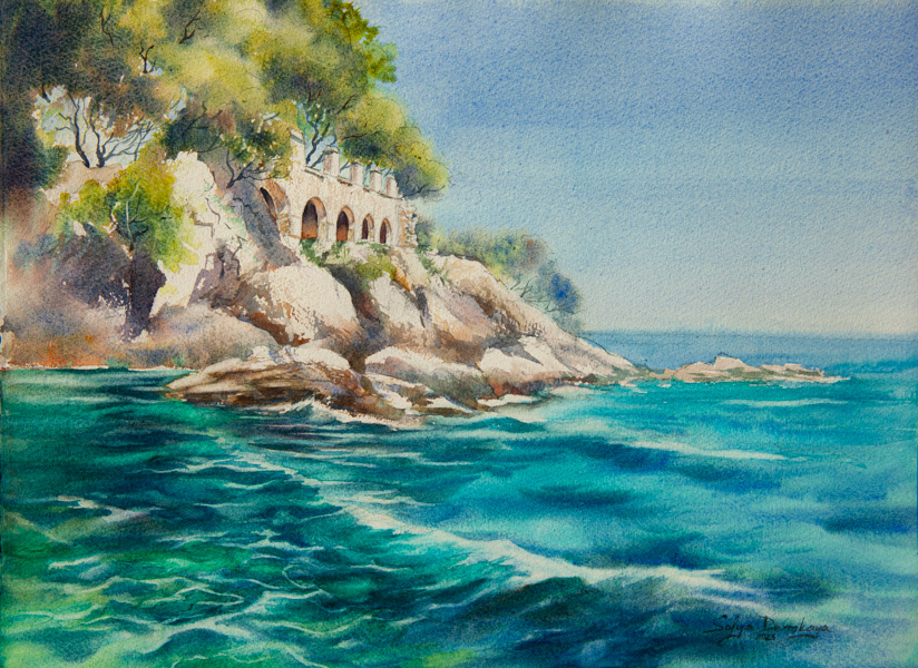 Coast of Catalonia, watercolor, 28 x 38 cm, 2013