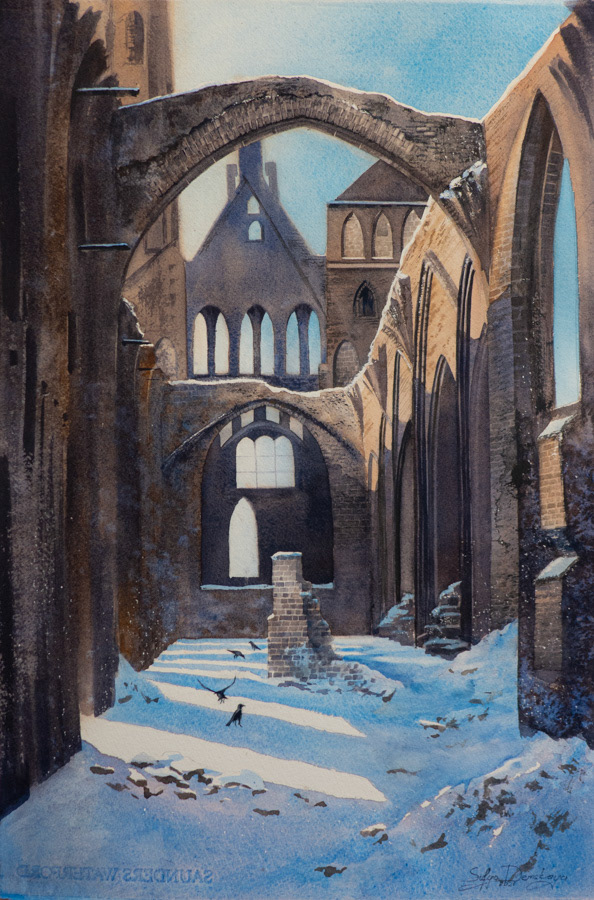 Dreams of the Cathedral, watercolor, 38 x 56 cm, 2021