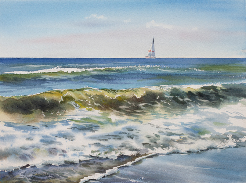North Sea, watercolor, 28 x 38 cm, 2019