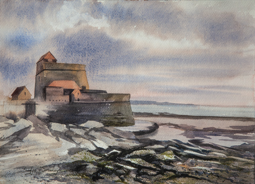 Fort Mahon, watercolor, 28 x 38 cm, 2021