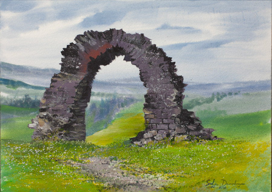 Portal to Heaven, gouache, 28 x 38 cm, 2023