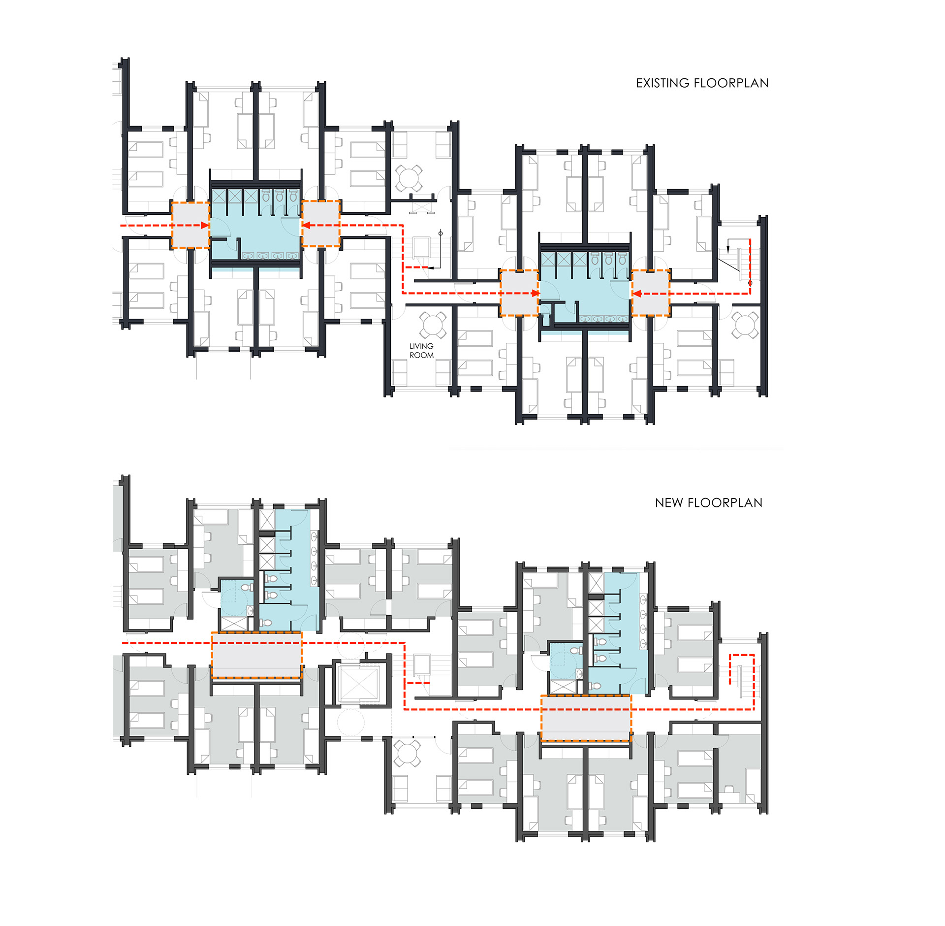 Plan Diagram of New Bathroom and Hallway Layout