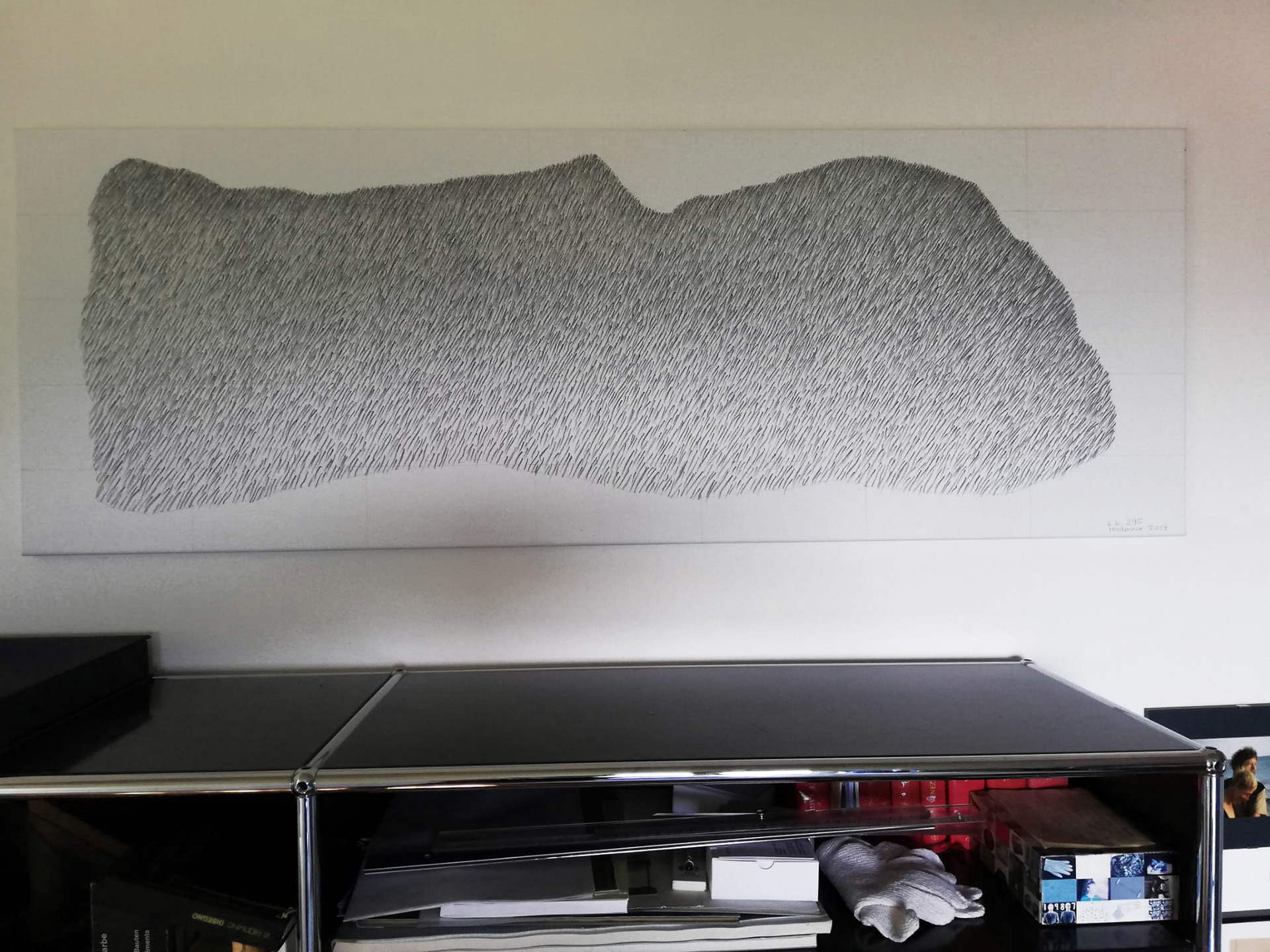 b.b. 295 cm 50 x 140, matita su tela, 2019