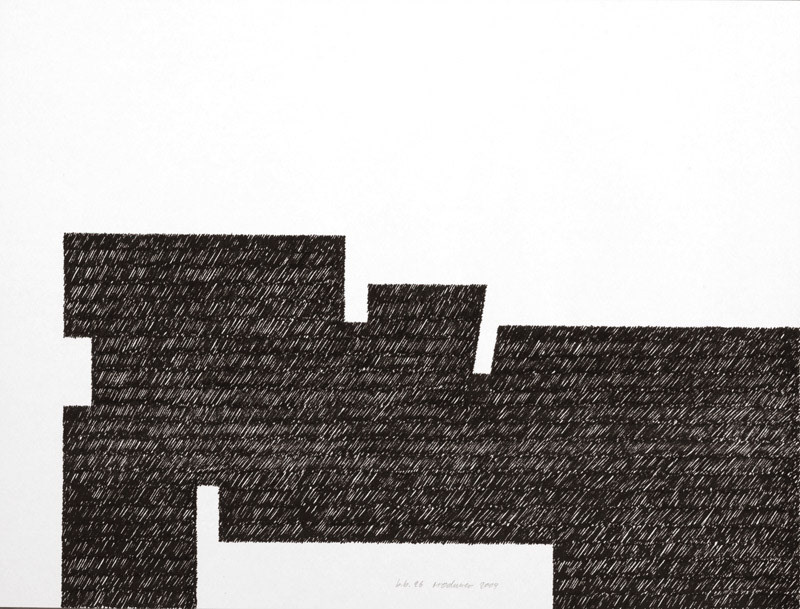 b.b. 26 cm 48 x 36, inchiostro su tela, 2004