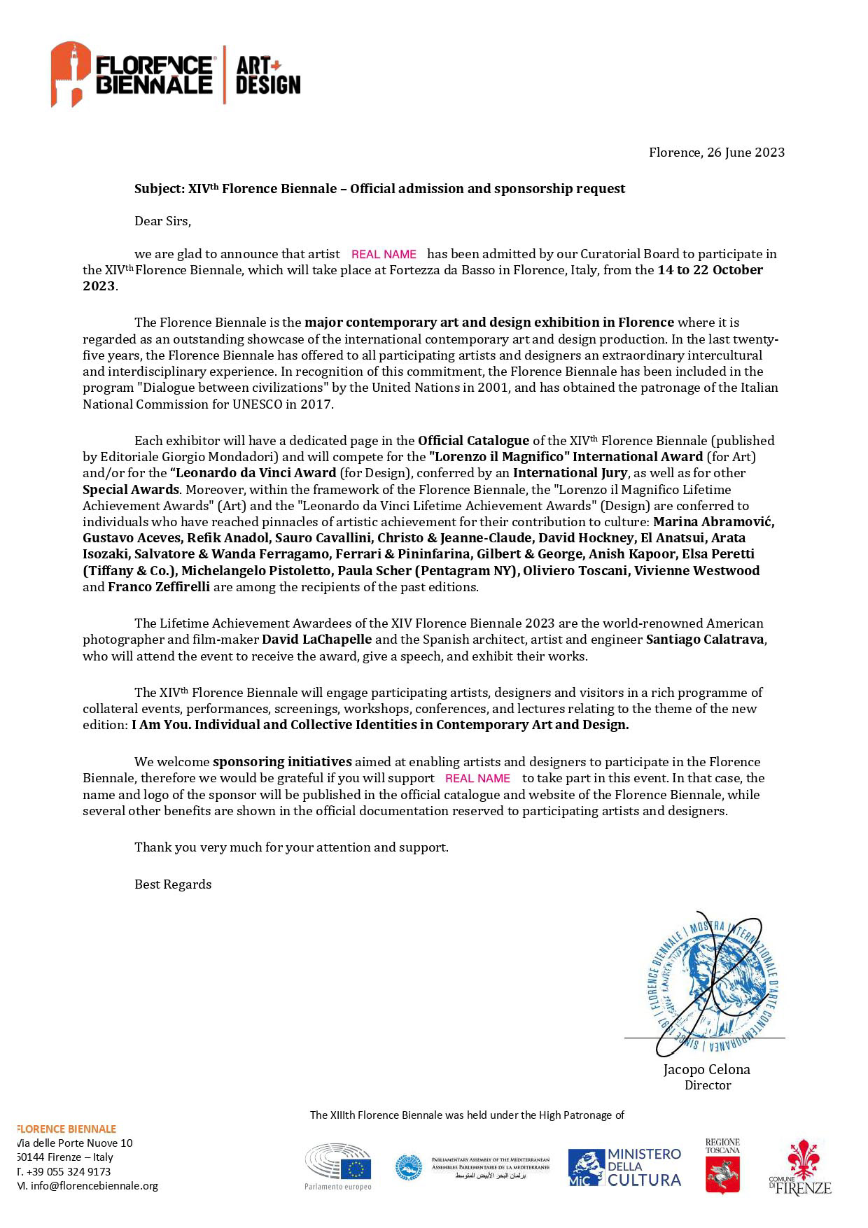 Acceptance Letter