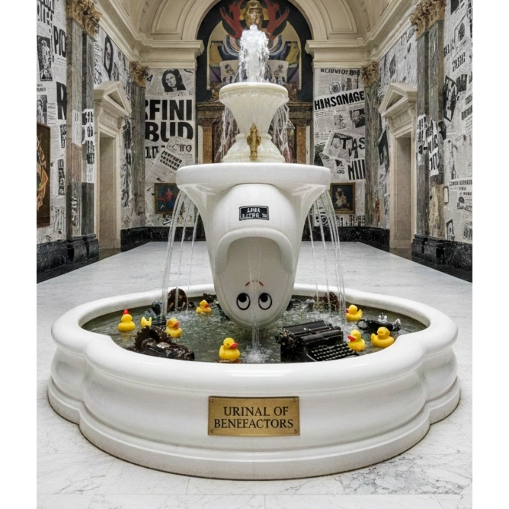 The Urinal of Benefactors, in the museum's grand hall.