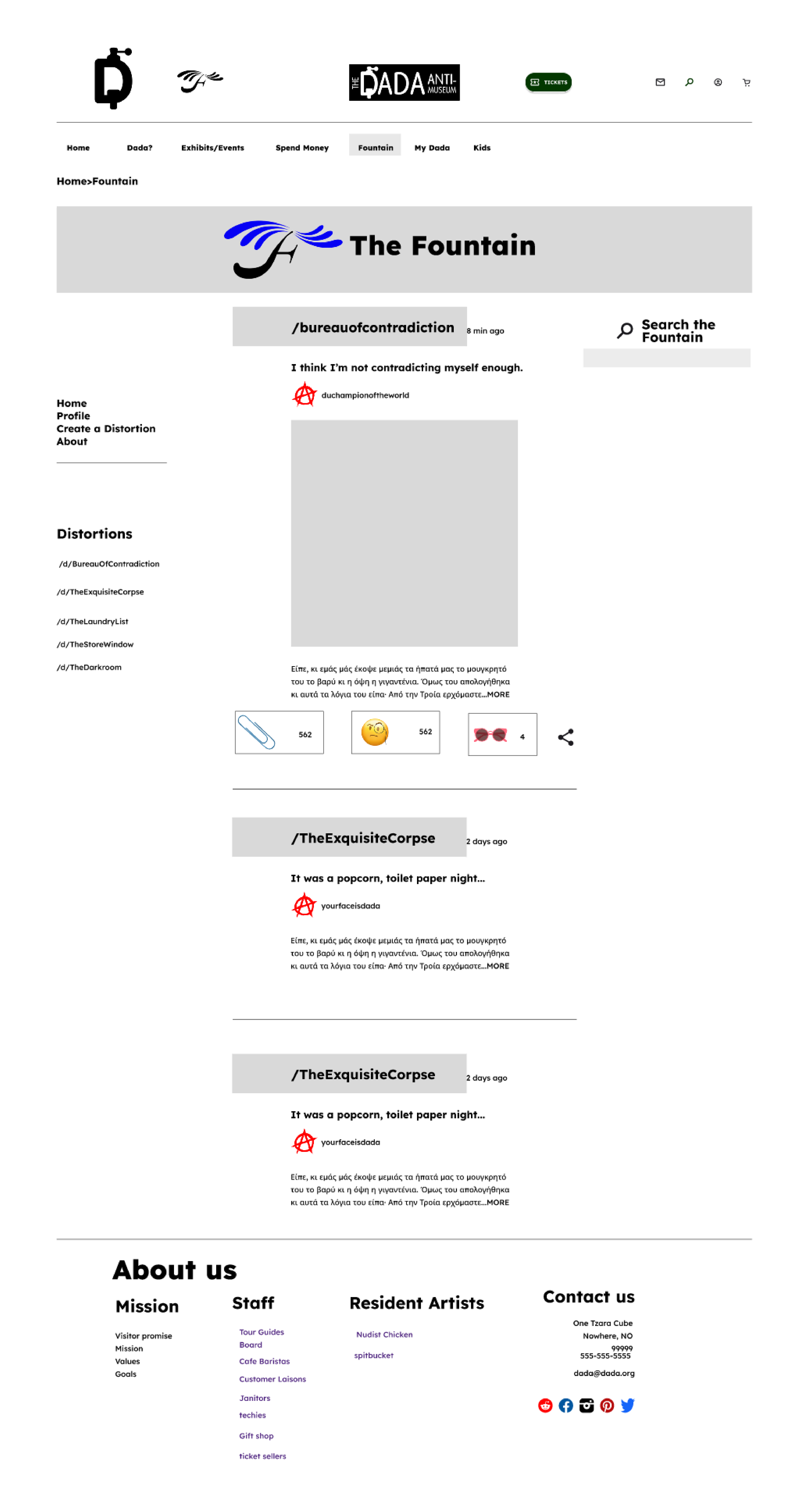This is a reddit-like communication platform focusing on Dada and Dada artists.