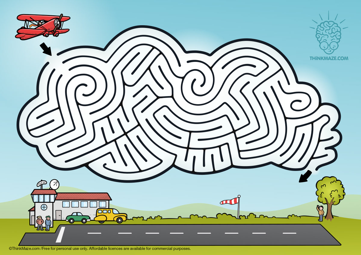 free maze in color aeroplane and the cloud