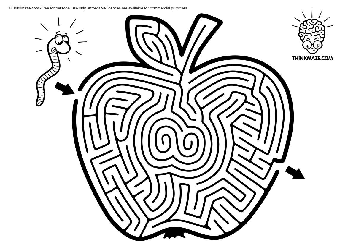 free maze apple to print