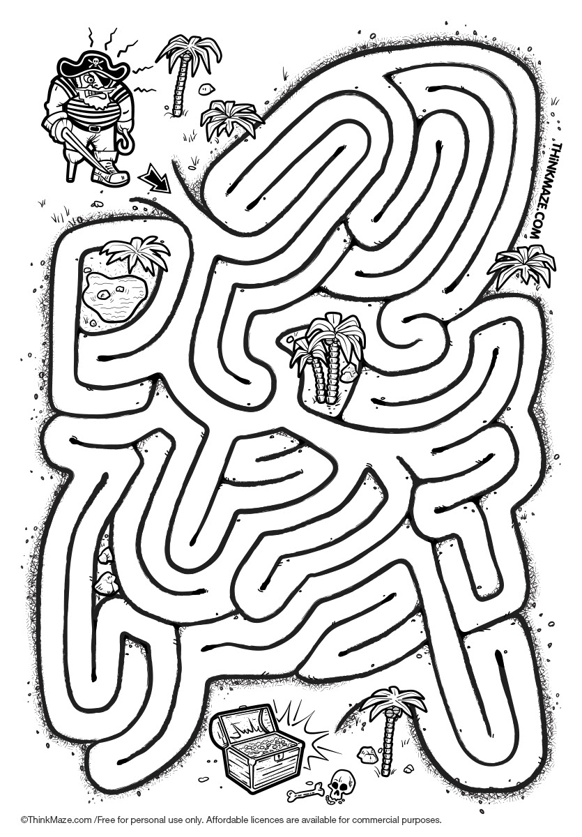 free pirate maze to print
