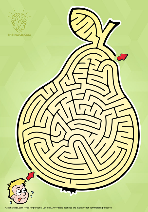 Beautiful FREE mazes for kids and more Pear Maze