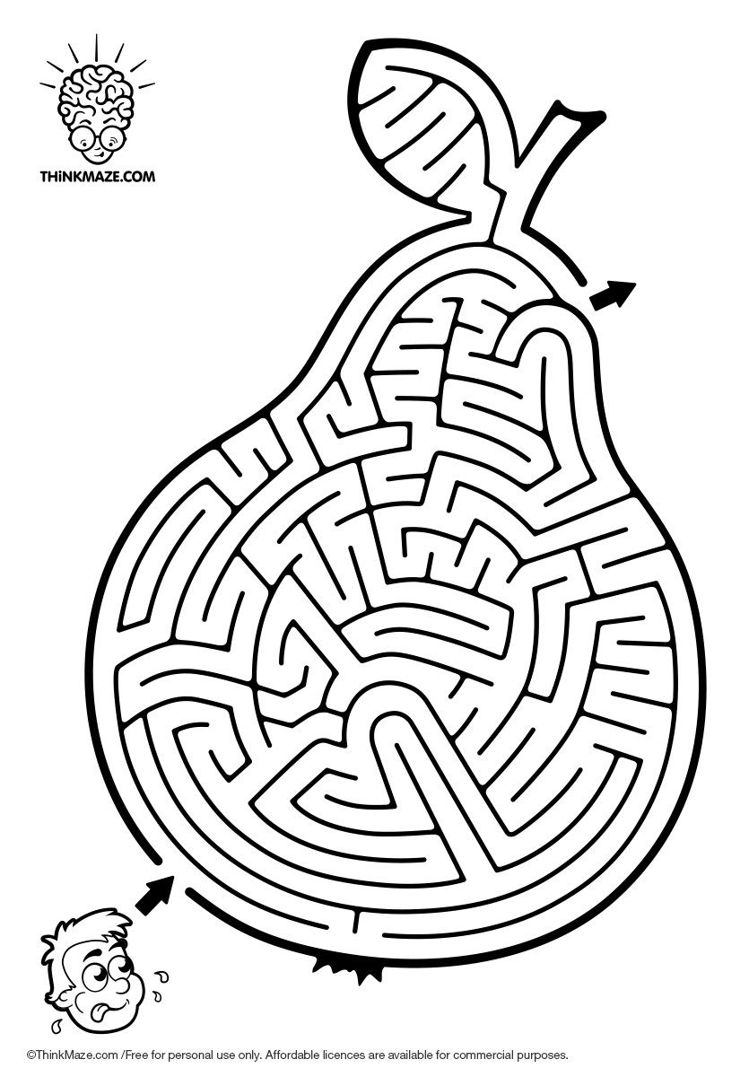 free maze to print (pear fruit)